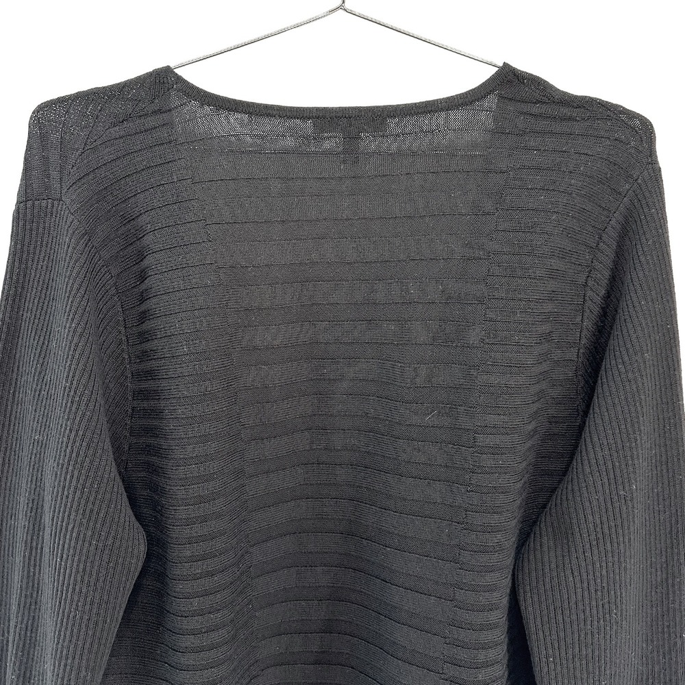 EILEEN FISHER 100% Merino Wool Open Knit Open Front Cardigan • Large • black - Picture 5 of 9